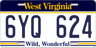 WV license plate 6YQ624