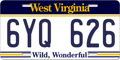 WV license plate 6YQ626