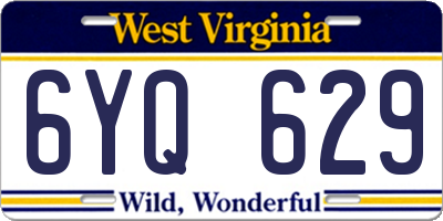 WV license plate 6YQ629