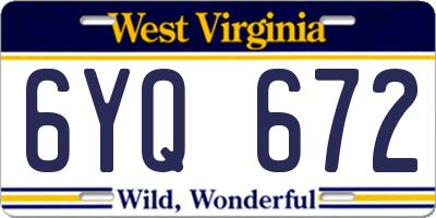 WV license plate 6YQ672