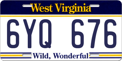 WV license plate 6YQ676