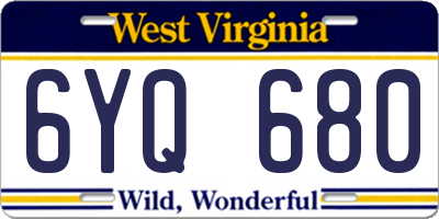 WV license plate 6YQ680