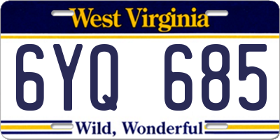 WV license plate 6YQ685