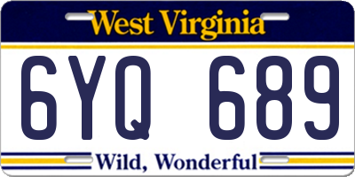 WV license plate 6YQ689