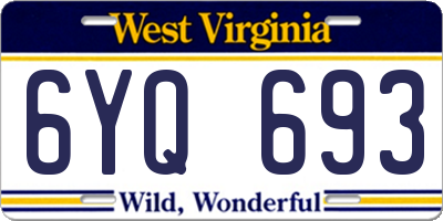 WV license plate 6YQ693