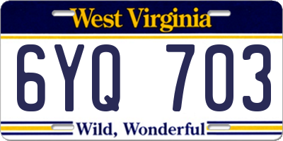 WV license plate 6YQ703