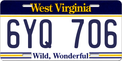 WV license plate 6YQ706
