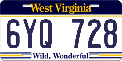 WV license plate 6YQ728