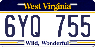 WV license plate 6YQ755