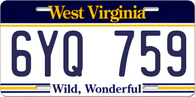 WV license plate 6YQ759