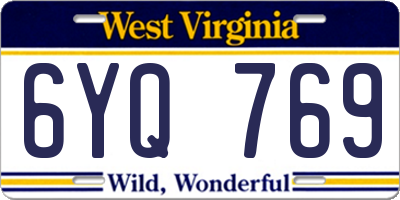 WV license plate 6YQ769