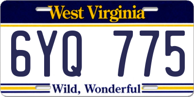 WV license plate 6YQ775