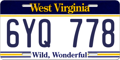 WV license plate 6YQ778
