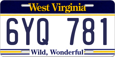WV license plate 6YQ781