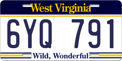 WV license plate 6YQ791