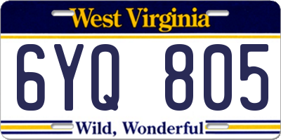 WV license plate 6YQ805