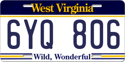 WV license plate 6YQ806