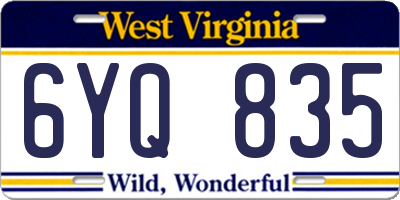 WV license plate 6YQ835