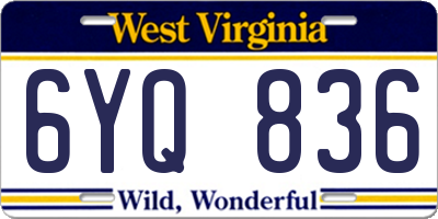 WV license plate 6YQ836