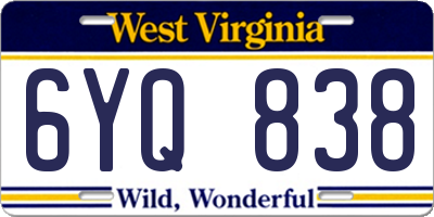 WV license plate 6YQ838