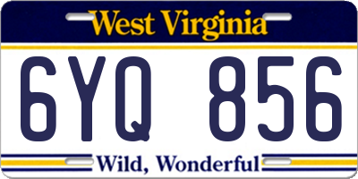 WV license plate 6YQ856