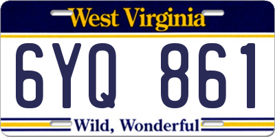 WV license plate 6YQ861
