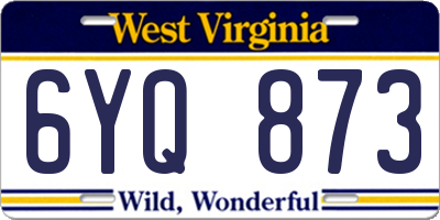 WV license plate 6YQ873