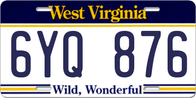 WV license plate 6YQ876