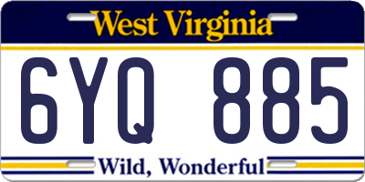 WV license plate 6YQ885