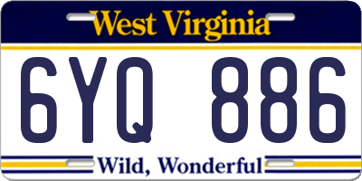 WV license plate 6YQ886