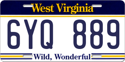 WV license plate 6YQ889
