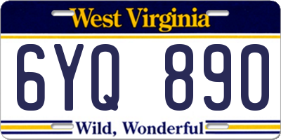 WV license plate 6YQ890
