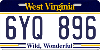 WV license plate 6YQ896