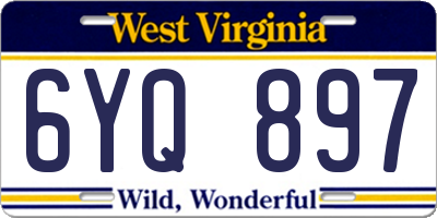 WV license plate 6YQ897