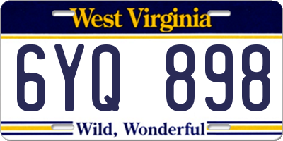WV license plate 6YQ898