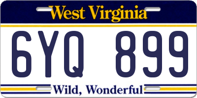 WV license plate 6YQ899