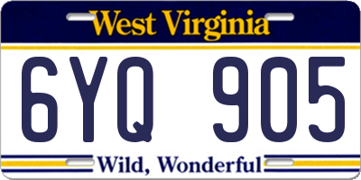 WV license plate 6YQ905
