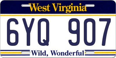WV license plate 6YQ907