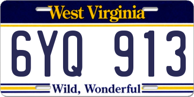 WV license plate 6YQ913