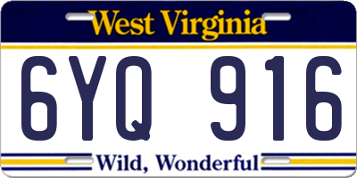 WV license plate 6YQ916