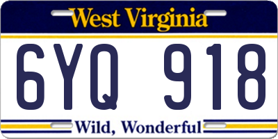WV license plate 6YQ918