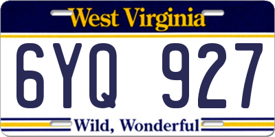 WV license plate 6YQ927