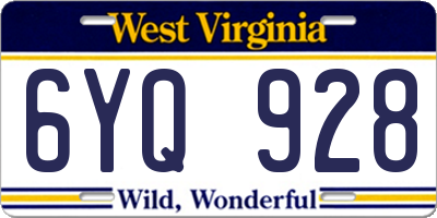 WV license plate 6YQ928