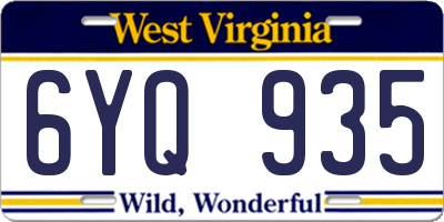 WV license plate 6YQ935