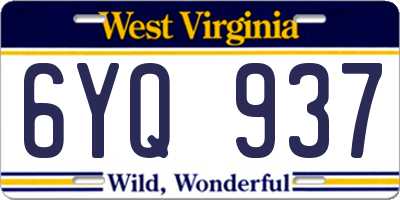 WV license plate 6YQ937