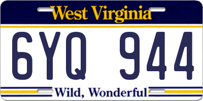 WV license plate 6YQ944