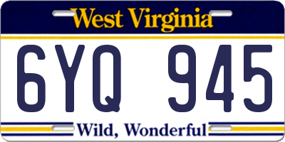 WV license plate 6YQ945