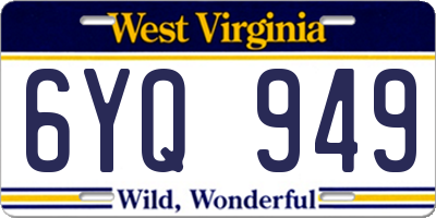 WV license plate 6YQ949