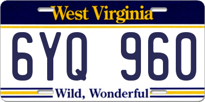 WV license plate 6YQ960