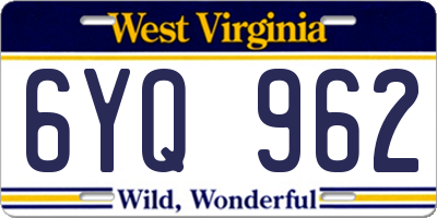 WV license plate 6YQ962